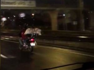Motosiklet Üzerinde Tehlikeli Yolculuk