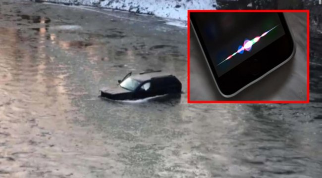 Buz tutmuş nehre düşen genci Siri kurtardı