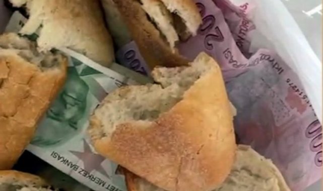 Dilencilerin yeni oyunu! Ekmeklerin arasından 2 bin 400 TL çıktı