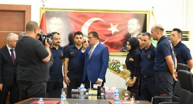 Malatya'da Başkan Gürkan'a itfaiye ziyaret