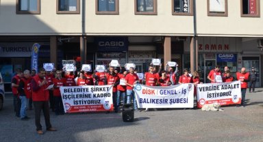 DİSK, Balıkesir'de şirket işçilerine 'kadro' diye haykırdı