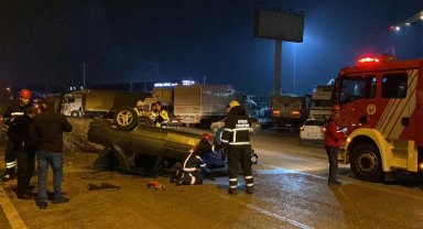 Düzce'de karşı şeride geçerek takla attı