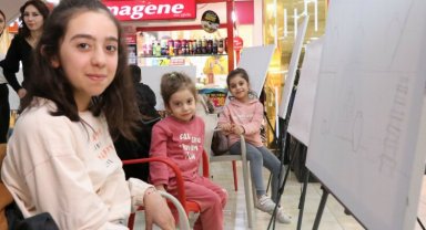 Çocukların hayal gücü tuvallere yansıdı