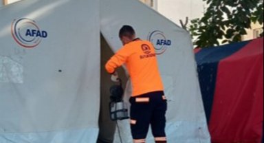 Deprem bölgesinde dezenfeksiyon seferberliği