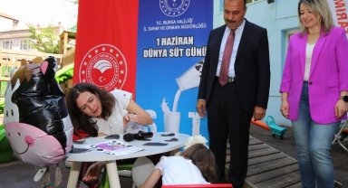 Bursa'da öğrencilere süt tüketimine eğlenceli teşvik