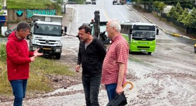 İzmit'te yağıştan etkilenen bölgelere müdahale