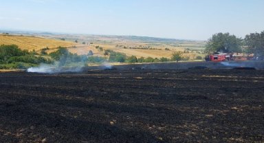 Keşan Altıntaş'ta buğday tarlası küle döndü
