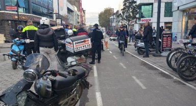 Düzce'de trafiğe kapalı yolda motosiklet denetimi