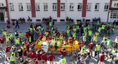 Konya uygulamasıyla yine örnek olacak... Öğrenciler okula bisikletle gidiyor